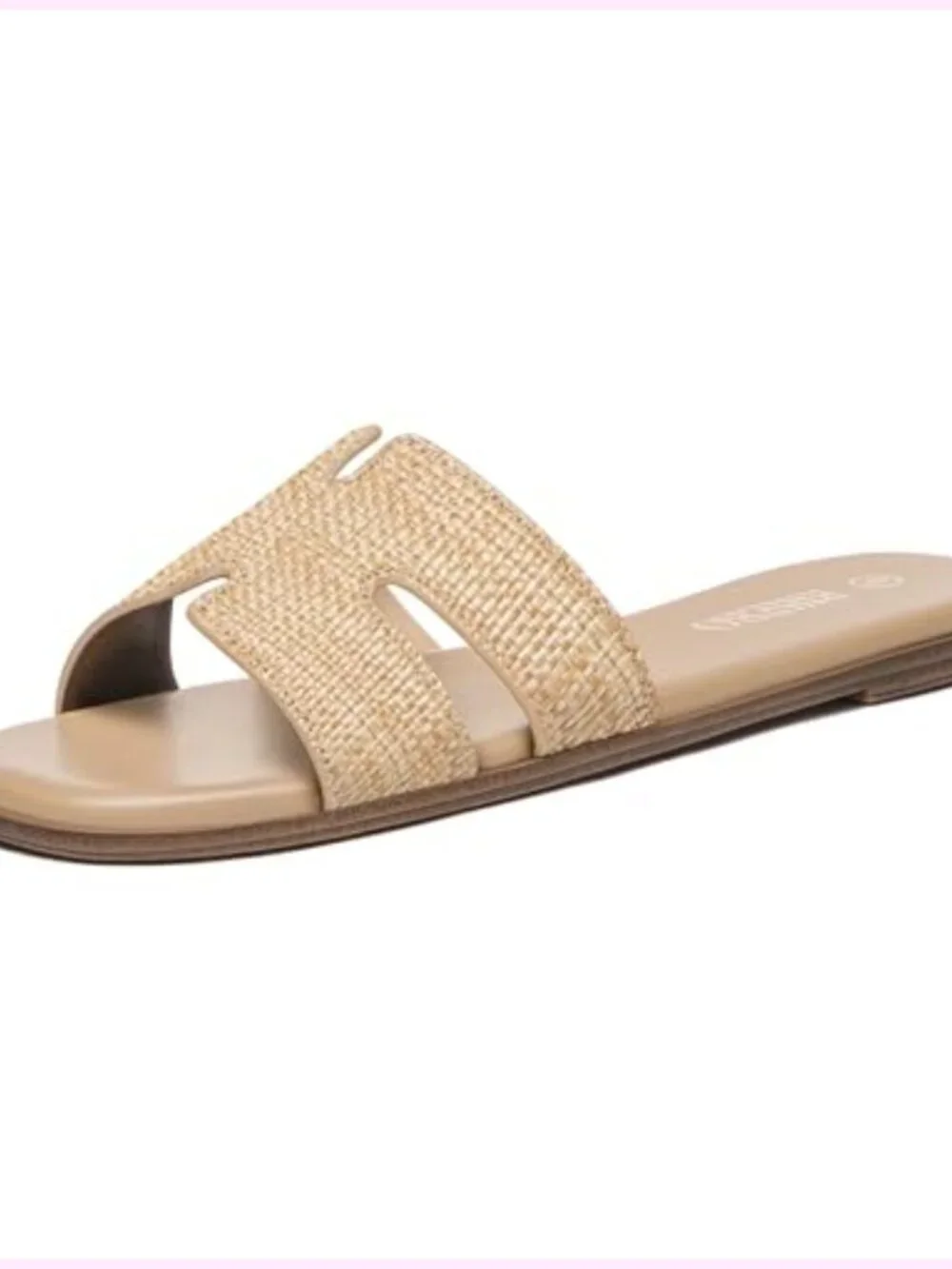 PU Leather Slide Sandals Flat Slip On Comfort Square Toe
